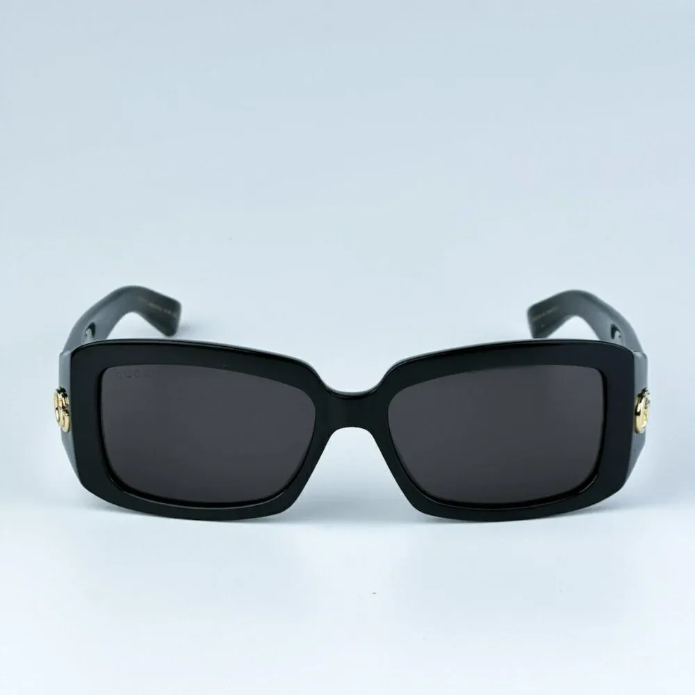 NEW Gucci GG1403S 001 Black Grey Unisex Rectangle Sunglasses GG 1403S